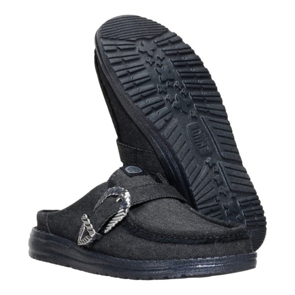 Wendy Slip Buckle Denim - Black/Black